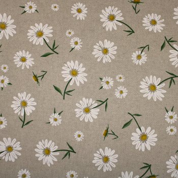 Preview: beschichtete Baumwolle Leinenoptik Margeriten 50cm x 70cm